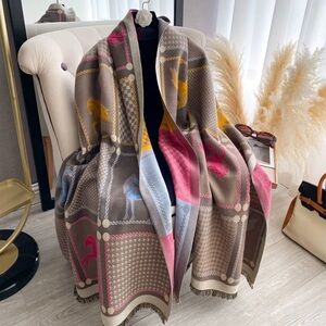 Source Unknown H Horse Poncho Scarf  Multicolor